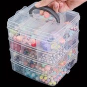 Resim 3 Katlı Ayarlanabilir Plastik Boncuk Düzenleyici Kutu - Şeffaf Çok Katmanlı Takı & El Sanatları Depolama Saplı, Küpeler, Boncuklar ve DIY Dikiş Araçları için Yığılabilir Sıralama Kutusu, Takı Organizatörü 