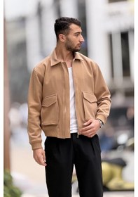 Resim Rocqerx X-2025 Cep Detaylı Fermuarlı Astarlı Kaşe Mont Taba 