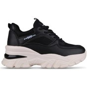 Resim M.p 241-1663 Poli Hafif Taban Bağcıklı Kadın Sneaker Siyah Siyah 
