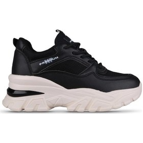 Resim M.p 241-1663 Poli Hafif Taban Bağcıklı Kadın Sneaker Siyah Siyah 