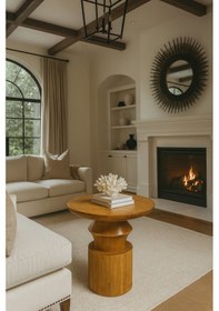 Resim Nordtre Ahşap Orta Sehpa Tik Ağacı Renk Mantar Sehpa Tik Ağacı 