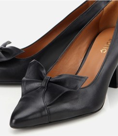 Resim Hotiç Kadın Deri Siyah Fiyonk Detaylı İnce Topuklu Stiletto 