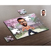 Resim Kişiye Özel Bruce Lee Karikatürlü Ahşap Puzzle-1 