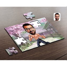 Resim Kişiye Özel Bruce Lee Karikatürlü Ahşap Puzzle-1 