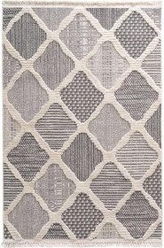 Resim Cool Halı Sakura 2202 Gri Hav Toz Vermez Yumuşak Dokulu Etnik Desenli Modern Dokuma Bukleli Antre Hol Halısı Salon Halısı 