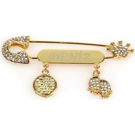 Resim Sahiaksesuar Beyaz Kristal Taşlı Unisex Bebek Yaka Iğnesi 49 