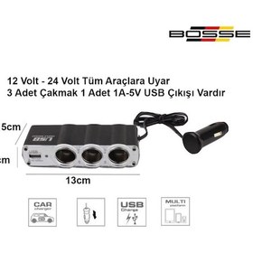 Resim Otomobil Kamyon Kamyonet Otobüs Çakmak Çoklayıcı Soket 12 Volt 24 Volt Uyumlu Usb Li 
