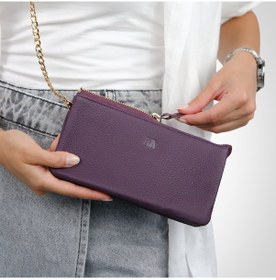 Resim Mft Leather Hakiki Deri Kadın Cüzdan Çanta Almeda 5463 Flother Mat Mor 