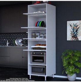 Resim Modilayn Silva Silva 4 Kapak 59,6 X 226,4 X 56cm 6 Derin Göz Raf Mini Midi Mikrodalga Fırın Dolabı 