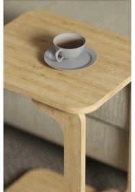 Resim Tekerlekli C Sehpa 360 Dönebilen Oval Köşelikli Şık Tasarım Koltuk Yan Sehpa Zigon Servis Sehpası - Safir Meşe Safir Meşe 