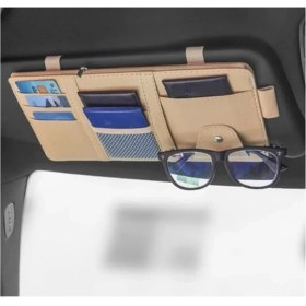 Resim Pearl Shop Organizatör (Düzenleyici) Deri Çok Amaçlı (Siyah) Cep Telefonu,ruhsat Kabı,gözlük Tutucu (Krem) 