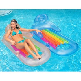 Resim İntex Sultan Koltuğu 58802 Şişme Deniz Yatağı Mavi Çok Renkli 