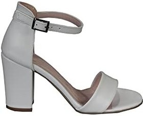 Resim YAZKIŞ Beyaz Cilt 8cm Kalın Topuklu Düğün Nişan Mezuniyet Gelinlik Topuklu Ayakkabı 