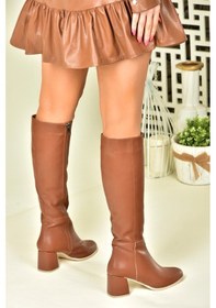 Resim Fox Shoes Koyu Taba Alçak Topuklu Günlük Kadın Çizme J848300109 Koyu Taba 