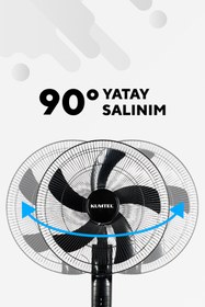 Resim KUMTEL KTF-395 Siyah 18 İnç Ayaklı Vantilatör 60 W, 5 Pervaneli, 3 Kademeli, 145 cm Yükseklik 