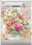 Resim Roses Store Bulaşık Makinesi Sticker Kaplama Beyaz Eşya Kaplama Bahçede Çiçek 
