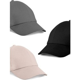 Resim Unisex 3'lü Set Gri,taş Ve Siyah Renk Beyzbol Şapka - Unisex Çok Renkli 