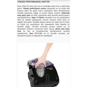 Resim Arnica Turbo Başlıklı Yüksek Performanslı Emiş Gücü Su Filtreli Süpürge 2400W - Hepa Filtre + Mutfak Tartısı 