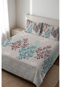 Resim Parlak Kadife Kumaş Kapitoneli Çift Kişilik Yatak Örtüsü Seti 3 Parça Cky0074 Renkli 