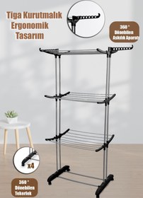 Resim Perilla Tiga 3 Katlı Tekerlekli Çamaşır Kurutmalığı 