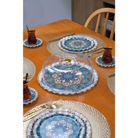 Resim Puglia Altın Yaldızlı Kapaklı Kek Fanus - Pasta Sunum Standı 