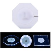 Resim Usb Şarj Led Işık Up Akrilik Coaster Şeffaf Kristal Baz Beyaz Işık , Boyut:100x10mm Sekizgen 1 Adet 