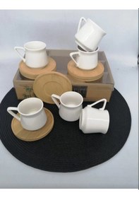 Resim Şnr 101247 Kahve Fincanı Porselen 6'lı 1x6 Ahşap - Beyaz 