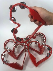 Resim Hobigram Kırmızı Kalp Desenli Kına Gecesi Zilli Tef 5 Adet – Kına Eğlence Aksesuarı 