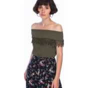 Resim Miss Lusi 8259457 Şile Bezi Madonna Yaka Güpürlü Bluz 