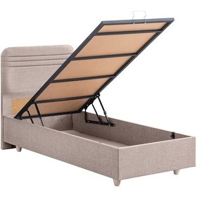 Resim Mila İkili Set, Mila Tek Kişilik Baza Başlık Seti - Açık Kahve 90 x 190 