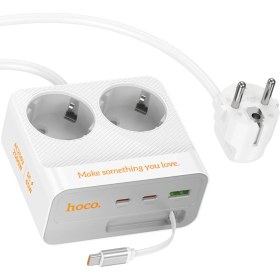 Resim Hoco. AC28 Descanso 6in1 2m 2500W Priz Dönüştürücü - Beyaz 