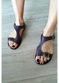 Resim 2110 Topukla Kadın Hakiki Deri Bodrum Sandalet Siyah 