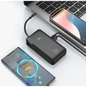 Resim Wiwu Wi-p049 Noble Serisi Type-c Kablolu Dijital Led Göstergeli Powerbank Pd 35w 10000mah Siyah 