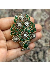 Resim Zümrüt Elmas Broş Altın - Sarı 