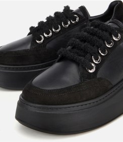 Resim Hotiç Kadın Deri Siyah Bağcık Detaylı Kalın Tabanlı Spor Ayakkabı 