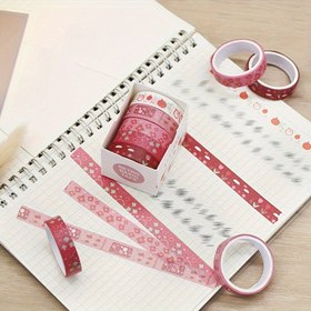 Resim 5 Hacimli Suluboya Bant Seti - Öğrenciler İçin Yaratıcı Geometrik Desenler DIY Kırtasiye Ve Ajanda 