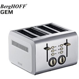 Resim BergHOFF GEM TITAN Parlak Gümüş Beyaz Dört Dilim Ekmek Kızartma Makinesi 