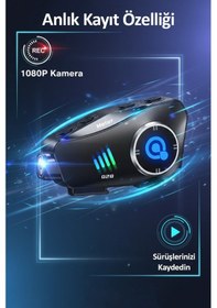 Resim Q28 Kameralı Bluetooth Kask Interkom 1080p Kayıt Su Geçirmez Lcd Ekran Motor Kulaklığı 