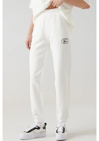 Resim Lacoste Embroidered Women's Joggers Kadın Organik Pamuk Eşofman Altı Beyaz Beyaz 