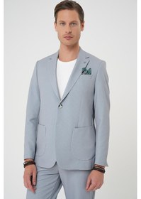 Resim Efor Comfort Fit Mono Yaka Çift Yırtmaç Torba Cep Kendinden Desenli Casual Gri Ceket C 705 Gri 