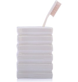 Resim SERAMİK DİŞ FIRÇALIK KARE ÇİZGİLİ MODEL 8X6X11CM Diğer 