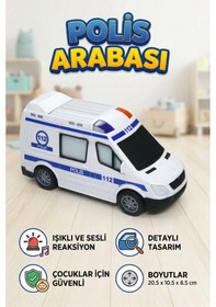 Resim Polis Arabası Oyuncak Minibüs - Işıklı Sesli Kurtarma Serisi 112 Araçları - Eğitici Çocuk Oyuncak Çok Renkli 