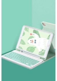 Resim Apple İpad Pro 11 2022 Kılıf Kc01 Smart Klavyeli Tablet Kılıfı - Açık Yeşil Diğer 