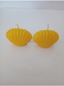 Resim 2'li Sarı Mini İstiridye Deniz Kabuğu 1. Kalite Doğal Kokulu Mum 