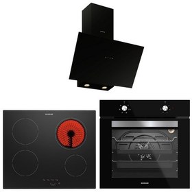 Resim Silverline BO6501B01 - VC8210B01 - 3481 Flam 60 Siyah Ankastre Set 