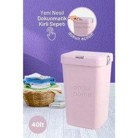 Resim 40LT Dokunmatik Kapaklı Çöp ve Sepet, Pembe, Tekli, Şık ve Kullanışlı 