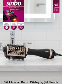 Resim Sinbo SHD-1731 - 3 in 1 Saç Şekillendirici ve Hava Üflemeli Saç Düzleştirici Fön Tarağı 