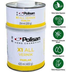 Resim Polisan X1 All Vernik Parlak Şeffaf Çift Bileşenli 0.6 Kg 