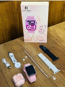 Resim St Morritz Siyah Hediye Kutulu 3 Kordonlu Bileklik,küpe,kolye Ve Airpods Bluetooth Kulaklık Hediyeli Akıllı Sa 