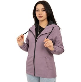 Resim Kadın Mürdüm Içi Astarlı Su Geçirmez Ve Rüzgara Dayanıklı Kapüşonlu Cepli Yağmurluk Mürdüm 